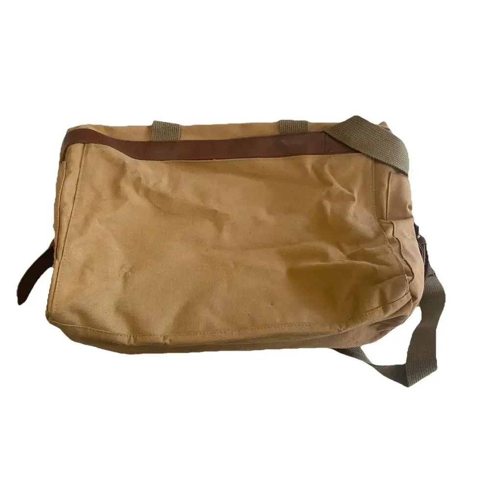 Vintage Polo Ralph Lauren Safari Traveler Canvas & Leather Messenger Bag Khaki *